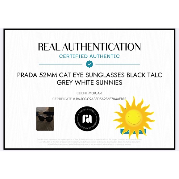 Prada 52mm Cat Eye Sunglasses Black Talc Grey White Sunnies Authenticated - Picture 12 of 12